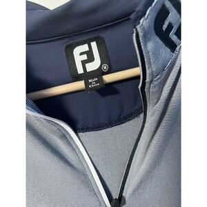 FootJoy Mens Quarter Zip Pullover Micro Stripe Navy White Grey Golf Shirt M
